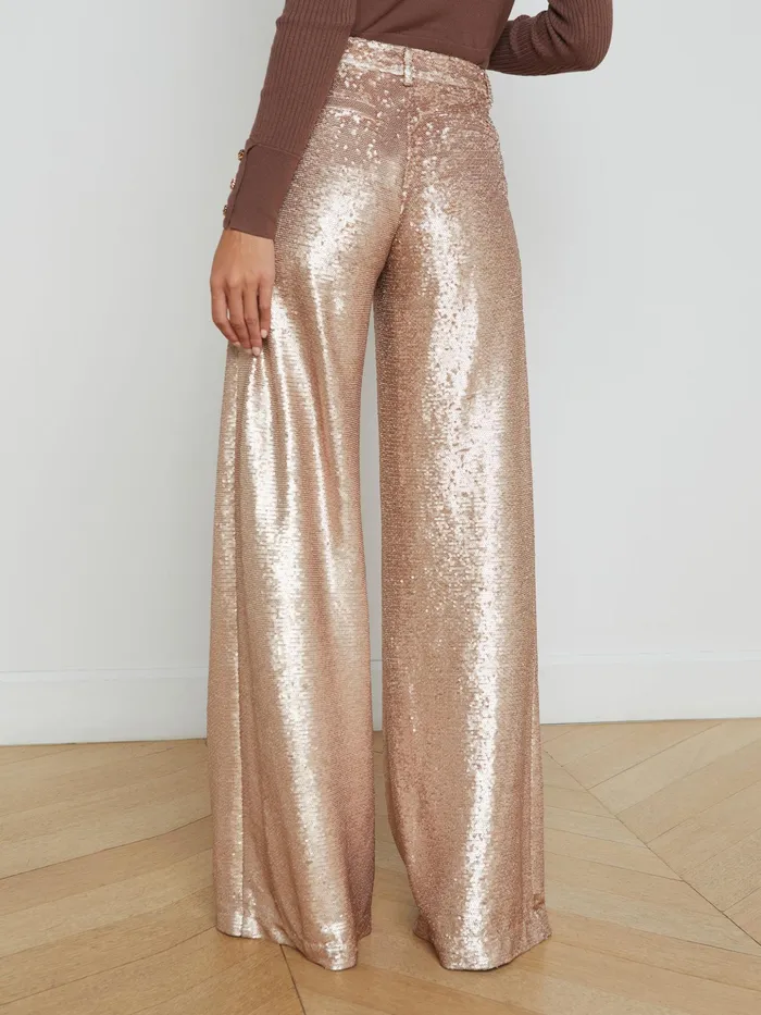 Women L039Agence Pants Allanah Sequin Trouser Beige Sequin Women L039Agence Pants Allanah Sequin Trouser Beige Sequin