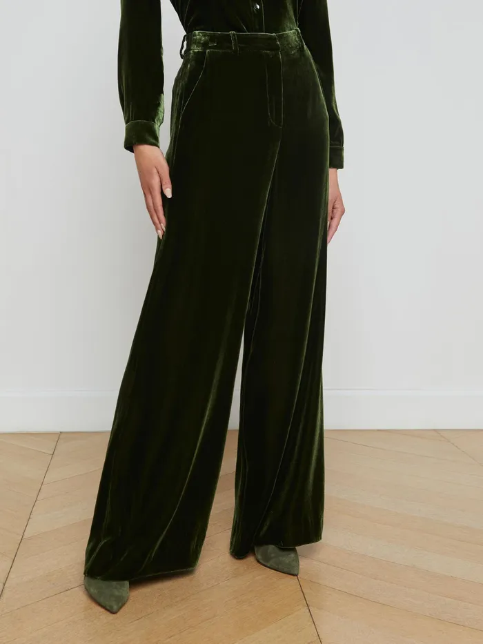 Women L039Agence Pants Pilar Velvet Pant Deep Olive Women L039Agence Pants Pilar Velvet Pant Deep Olive