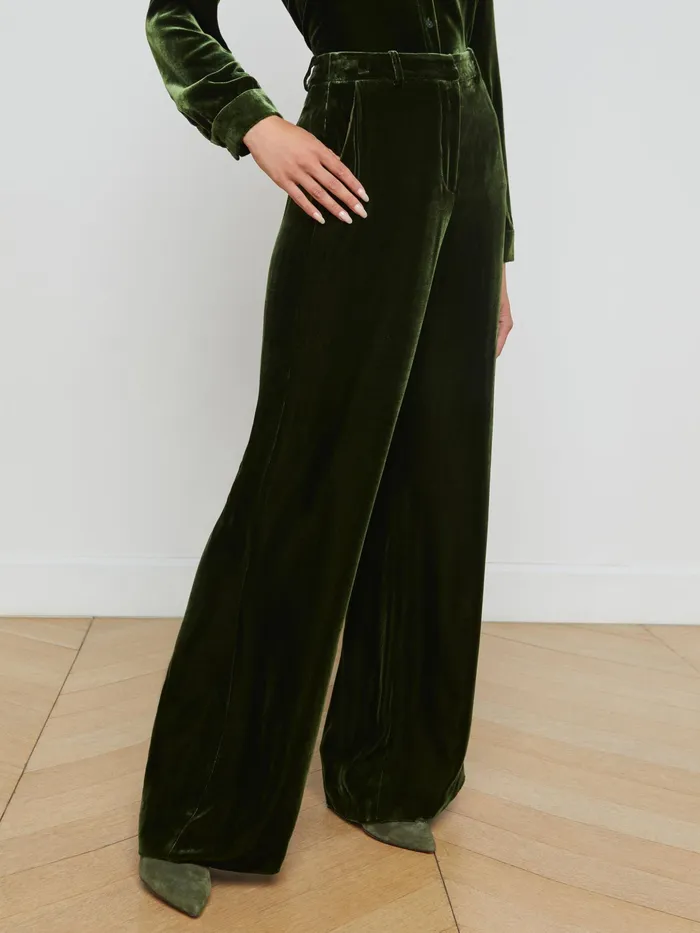 Women L039Agence Pants Pilar Velvet Pant Deep Olive Women L039Agence Pants Pilar Velvet Pant Deep Olive