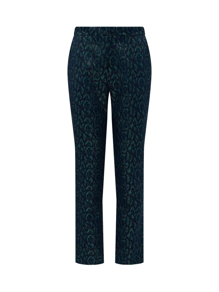 Women L039Agence Pants Rebel Jacquard Trouser Teal Multi Leopard Jacquard