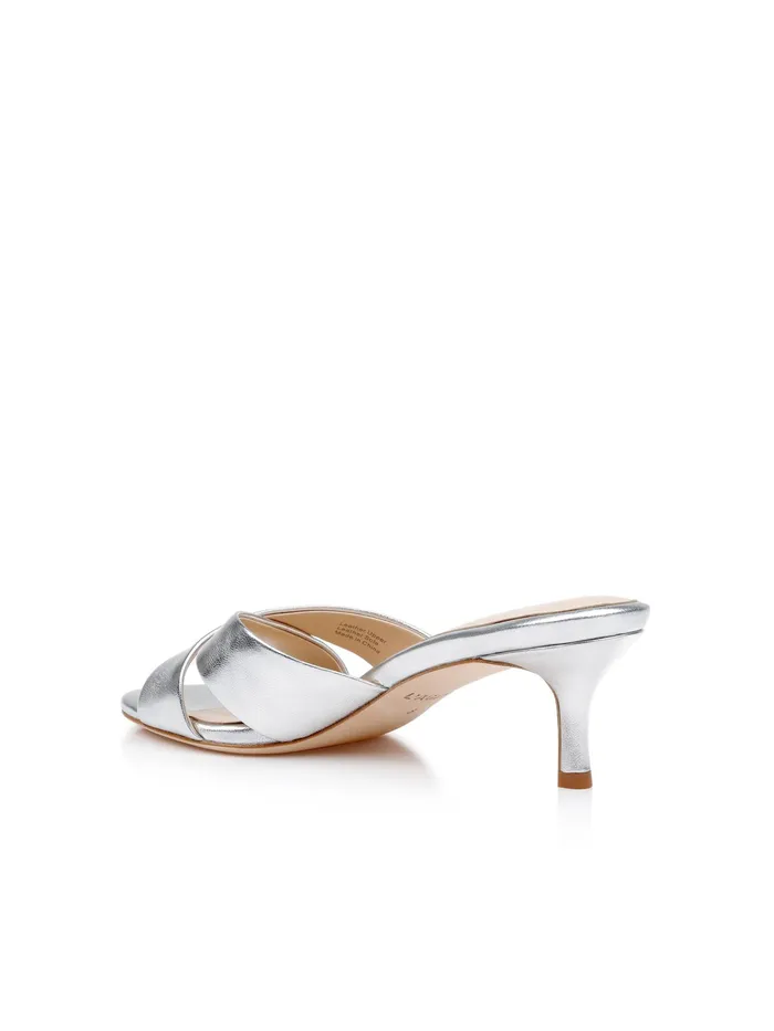 Women L039Agence Sandals and Wedges Aveline KittenHeel Sandal Silver Leather Women L039Agence Sandals and Wedges Aveline KittenHeel Sandal Silver Leather