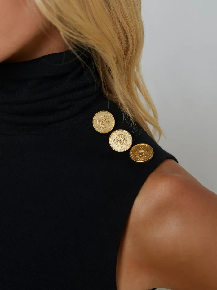 Women L039Agence Tees Ceci Sleeveless Turtleneck Blackgold Women L039Agence Tees Ceci Sleeveless Turtleneck Blackgold