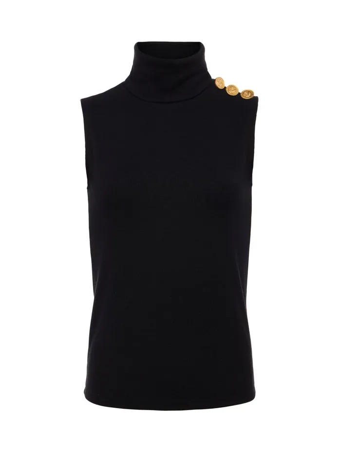 Women L039Agence Tees Ceci Sleeveless Turtleneck Blackgold Women L039Agence Tees Ceci Sleeveless Turtleneck Blackgold