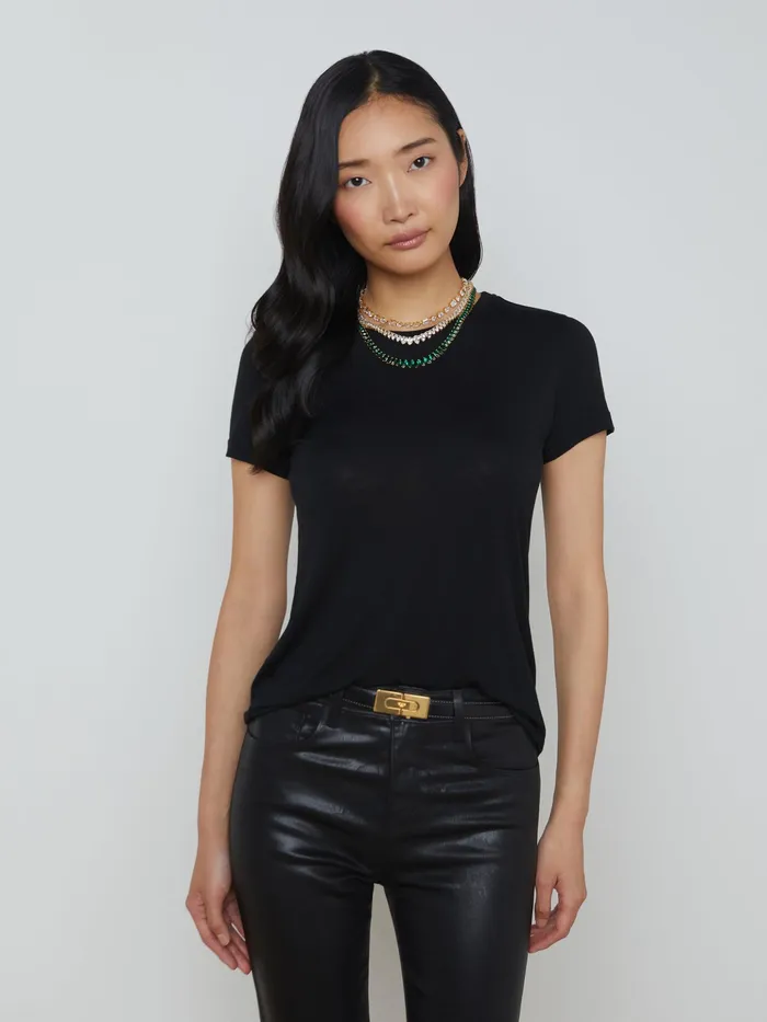 Women L039Agence Tees Ellie Cashmere Jersey Tee Black