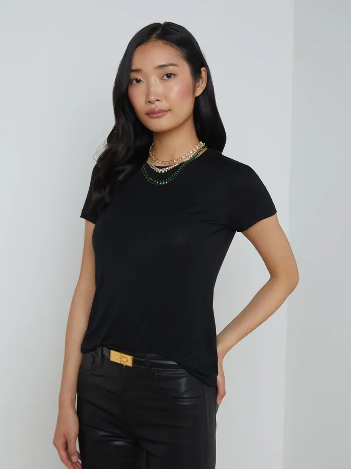 Women L039Agence Tees Ellie Cashmere Jersey Tee Black Women L039Agence Tees Ellie Cashmere Jersey Tee Black
