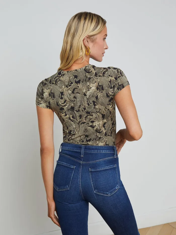 Women L039Agence Tees Ressi Fitted Tee Gold Multi Textured Paisley Women L039Agence Tees Ressi Fitted Tee Gold Multi Textured Paisley