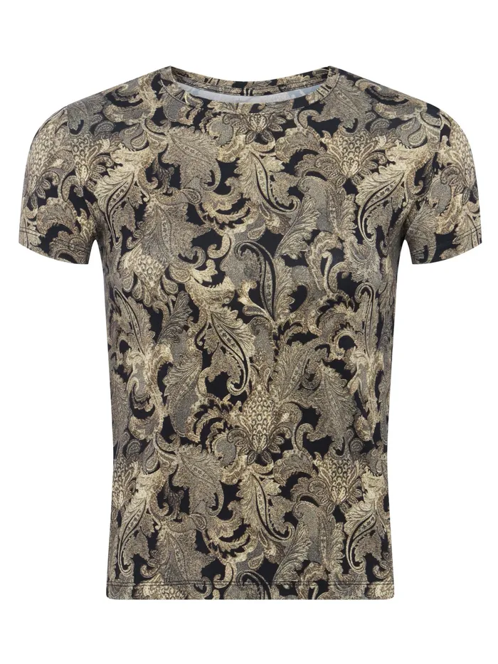 Women L039Agence Tees Ressi Fitted Tee Gold Multi Textured Paisley Women L039Agence Tees Ressi Fitted Tee Gold Multi Textured Paisley