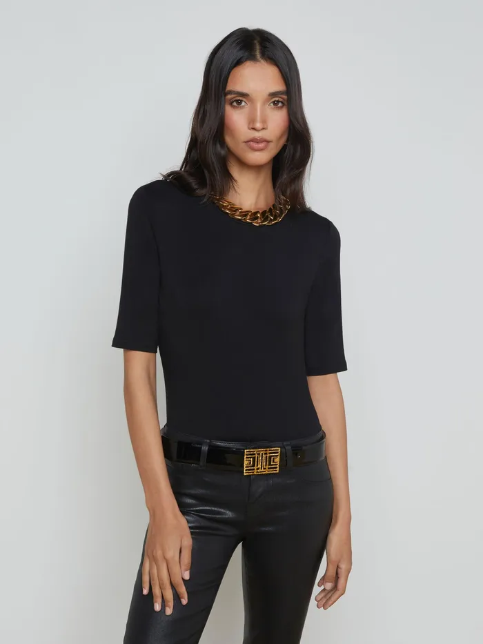 Women L039Agence Tees Saundra Jersey Tee Black
