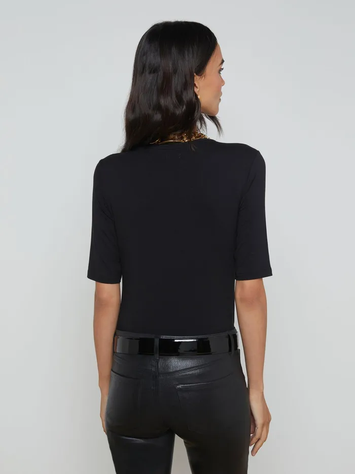 Women L039Agence Tees Saundra Jersey Tee Black Women L039Agence Tees Saundra Jersey Tee Black