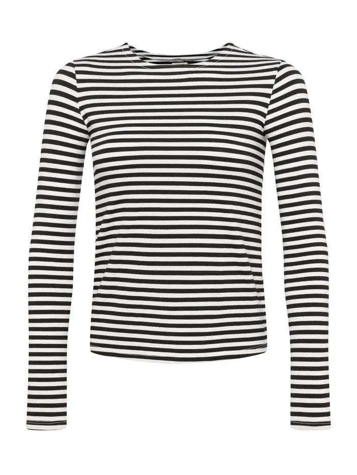 Women L039Agence Tees Tess Long Sleeve Tee Blackwhite Stripe Women L039Agence Tees Tess Long Sleeve Tee Blackwhite Stripe