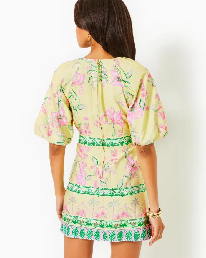 Women Lilly Pulitzer Dresses Soumya Short Sleeve Bow Romper Finch Yellow Tropical Oasis Engineered Romper Women Lilly Pulitzer Dresses Soumya Short Sleeve Bow Romper Finch Yellow Tropical Oasis Engineered Romper
