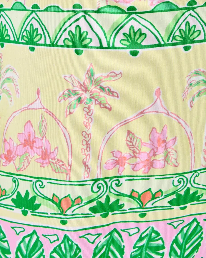 Women Lilly Pulitzer Dresses Soumya Short Sleeve Bow Romper Finch Yellow Tropical Oasis Engineered Romper Women Lilly Pulitzer Dresses Soumya Short Sleeve Bow Romper Finch Yellow Tropical Oasis Engineered Romper