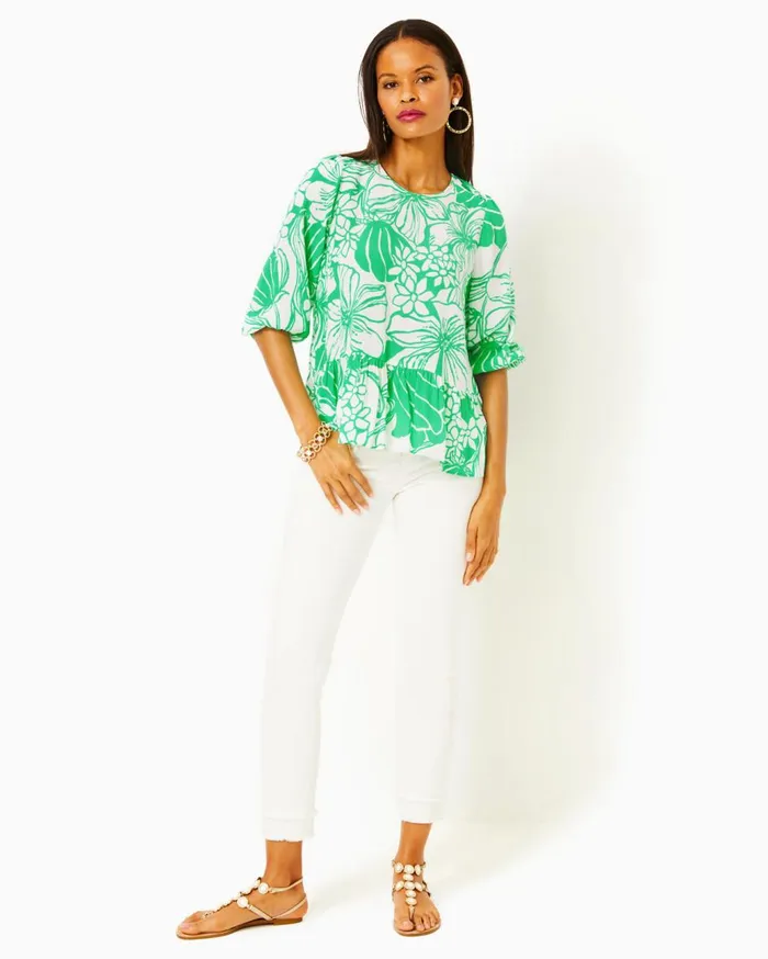 Women Lilly Pulitzer Tops Aranea Top Spearmint Oversized Kiss My Tulips Women Lilly Pulitzer Tops Aranea Top Spearmint Oversized Kiss My Tulips