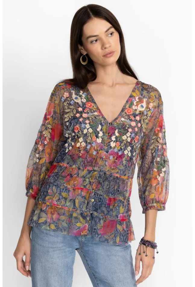 Women Locust Mesh Blouse Locust Johnny Was Tops