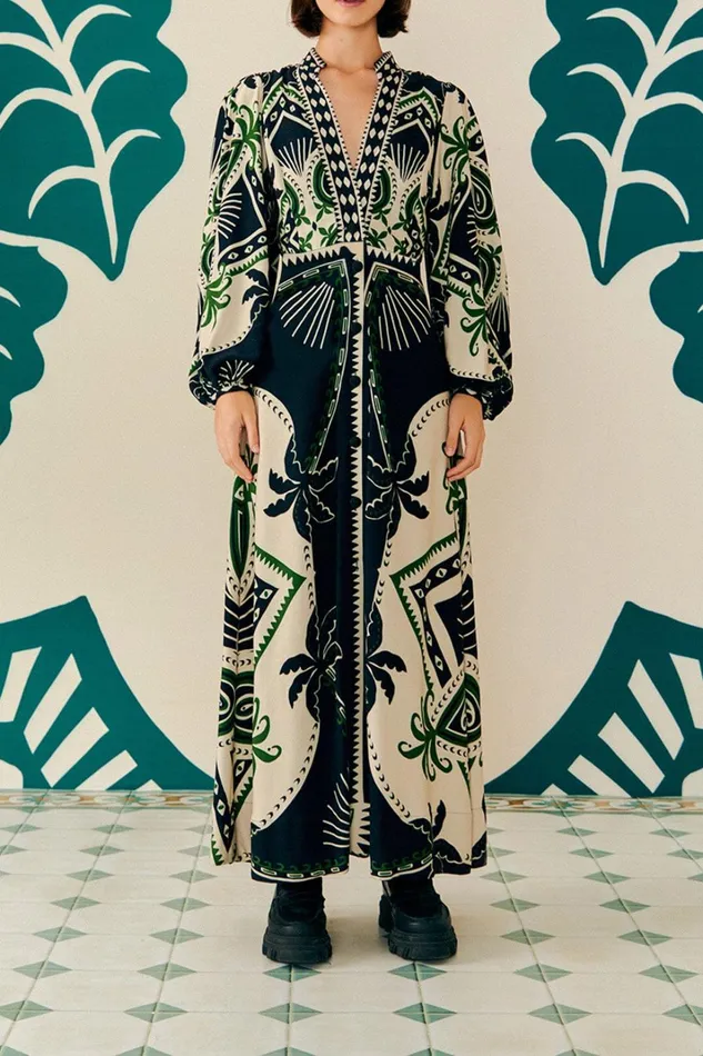 Women Maxi Dresses Farm Rio Mystic Scarf Maxi Dress