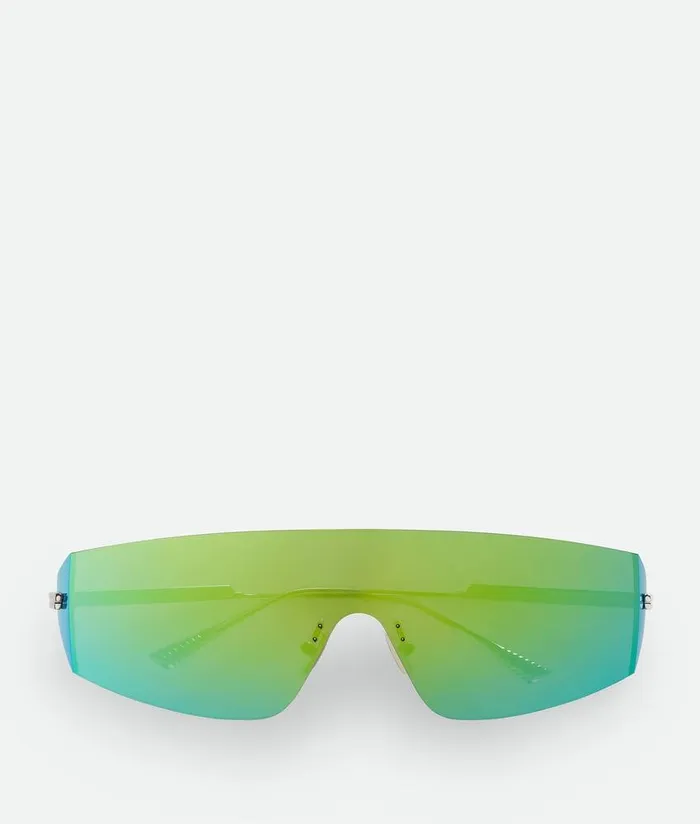 WomenMen Bottega Veneta Sunglasses Futuristic Shield Sunglasses Silvergreen