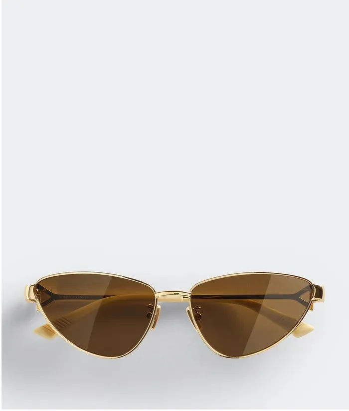 WomenMen Bottega Veneta Sunglasses Turn CatEye Sunglasses Gold Brown