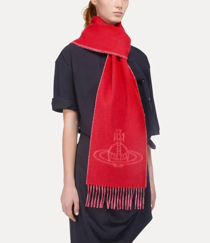 WomenMen Double Logo Scarf Red Vivienne Westwood Scarves And Ponchos WomenMen Double Logo Scarf Red Vivienne Westwood Scarves And Ponchos