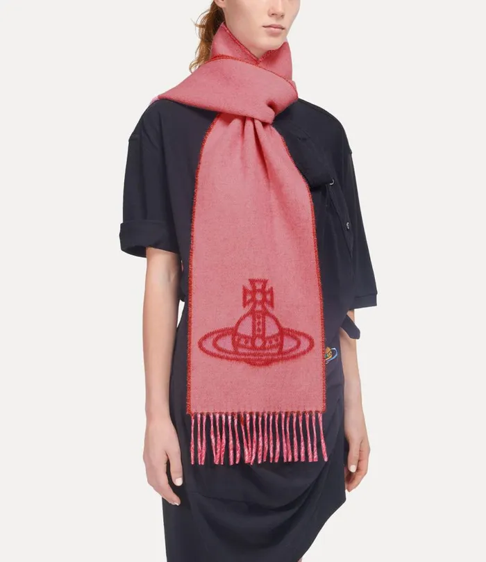 WomenMen Double Logo Scarf Red Vivienne Westwood Scarves And Ponchos WomenMen Double Logo Scarf Red Vivienne Westwood Scarves And Ponchos