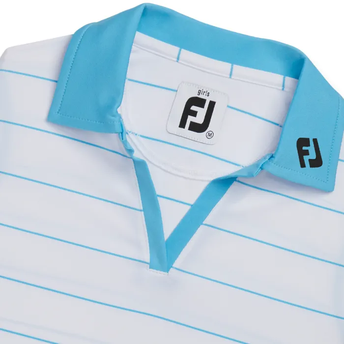 WomenMen FootJoy Apparel Junior Girl Sleeveless Shirt 8211 FJ Tour Logo White Aqua WomenMen FootJoy Apparel Junior Girl Sleeveless Shirt 8211 FJ Tour Logo White Aqua
