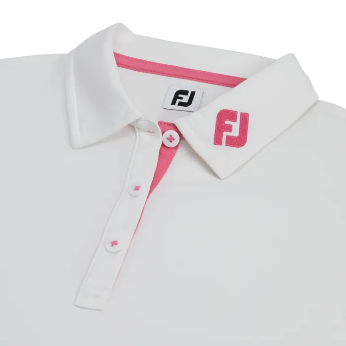 WomenMen FootJoy Apparel Short Sleeve Shirt Junior Girl 8211 FJ Tour Collar White WomenMen FootJoy Apparel Short Sleeve Shirt Junior Girl 8211 FJ Tour Collar White