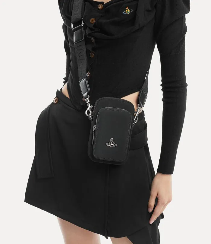 WomenMen Phone Crossbody Bag Black Vivienne Westwood Crossbody Bags
