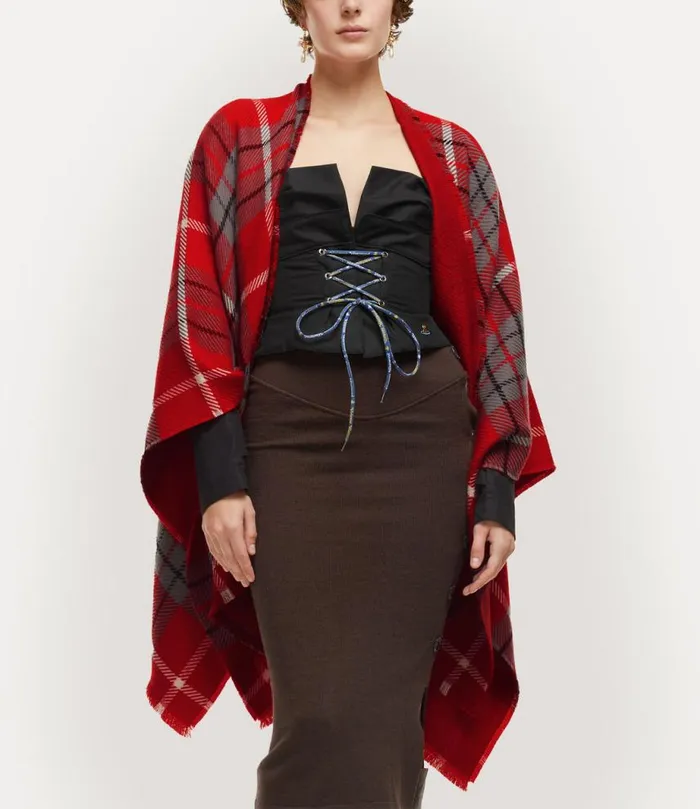WomenMen Tartan Poncho Red Vivienne Westwood Scarves And Ponchos WomenMen Tartan Poncho Red Vivienne Westwood Scarves And Ponchos