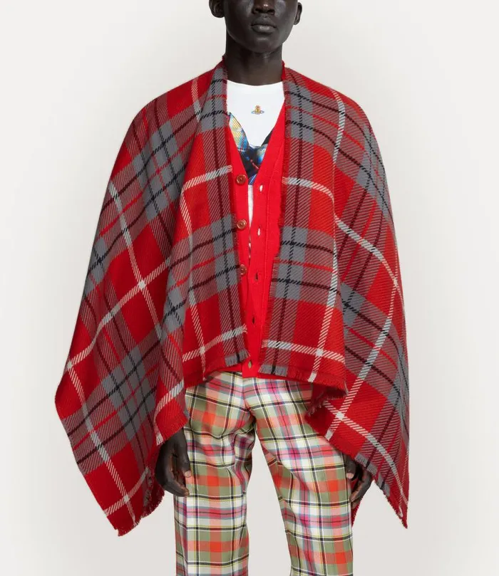 WomenMen Tartan Poncho Red Vivienne Westwood Scarves And Ponchos WomenMen Tartan Poncho Red Vivienne Westwood Scarves And Ponchos