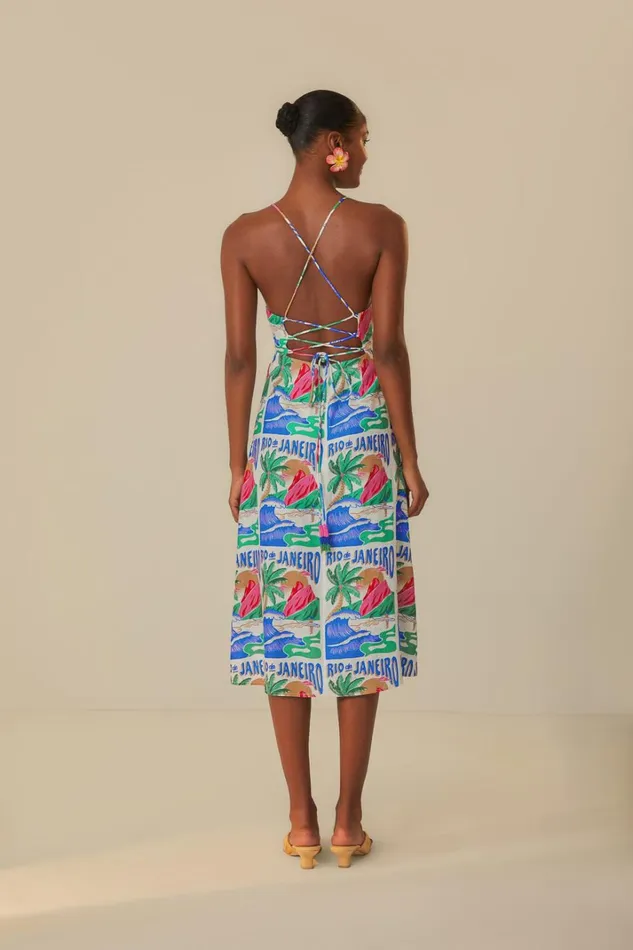 Women Midi Dresses Farm Rio OffWhite Carioca Posters Midi Dress