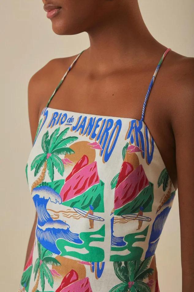 Women Midi Dresses Farm Rio OffWhite Carioca Posters Midi Dress