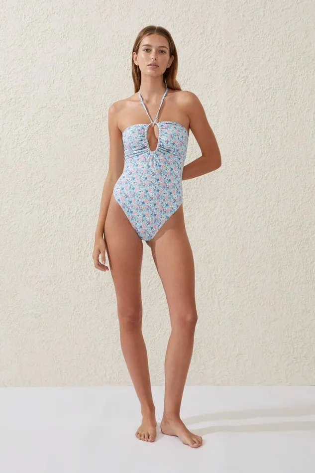 Women One Piece Swimsuits Cotton On Halter Deep V One Piece Brazilian Floral Fraise Women One Piece Swimsuits Cotton On Halter Deep V One Piece Brazilian Floral Fraise