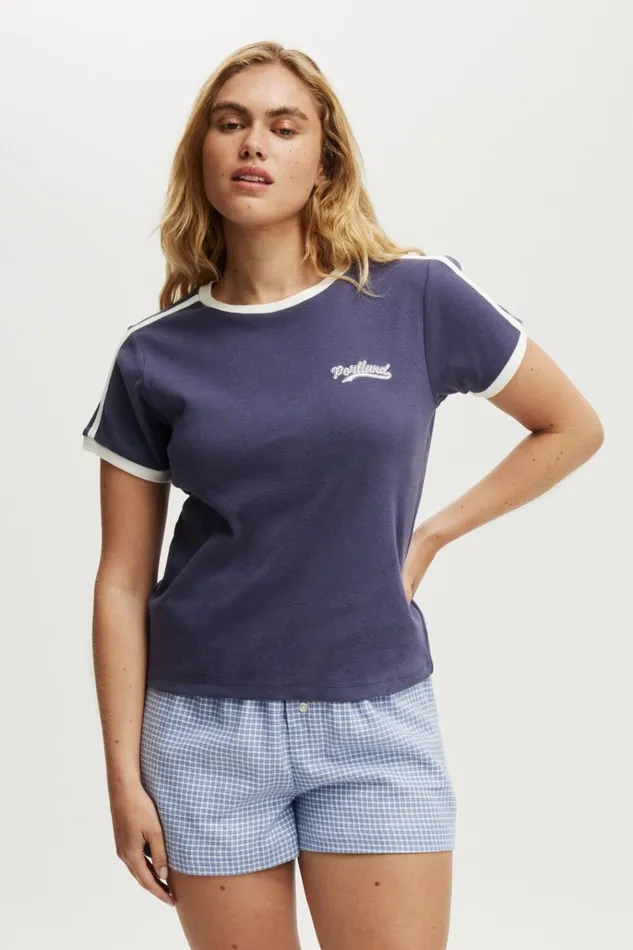 Women Pajamas Cotton On Graphic Sleep Tee Voyage Blue Portland