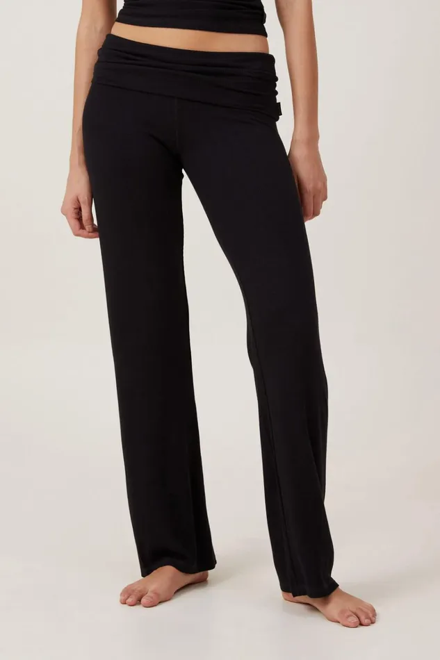 Women Pajamas Cotton On Sleep Recovery Roll Waist Pant True Black Women Pajamas Cotton On Sleep Recovery Roll Waist Pant True Black