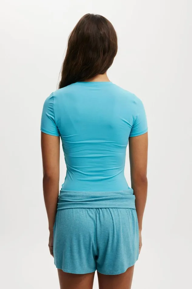 Women Pajamas Cotton On Soft Lounge Fitted TShirt Coastline Blue Women Pajamas Cotton On Soft Lounge Fitted TShirt Coastline Blue