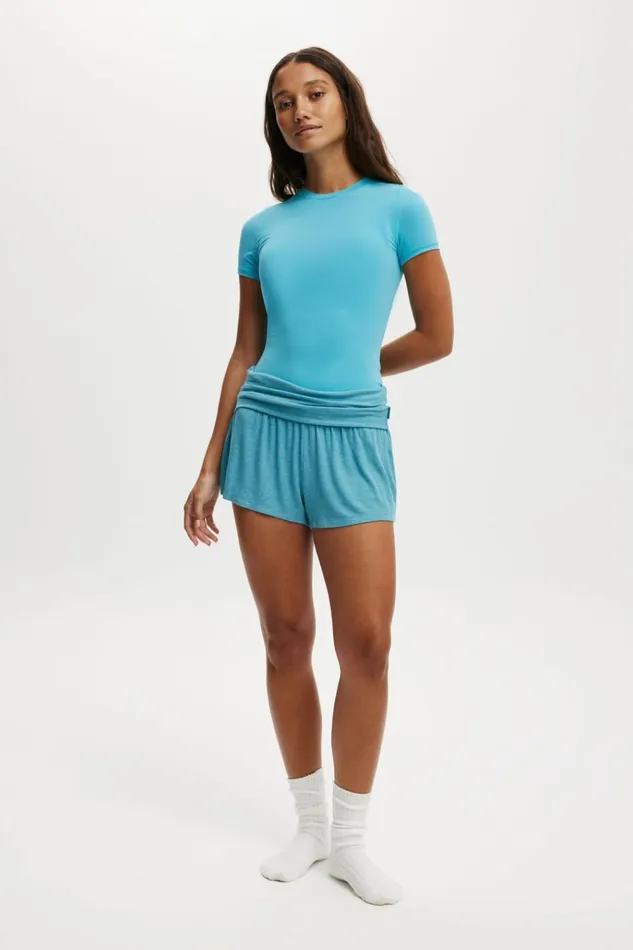 Women Pajamas Cotton On Soft Lounge Fitted TShirt Coastline Blue Women Pajamas Cotton On Soft Lounge Fitted TShirt Coastline Blue