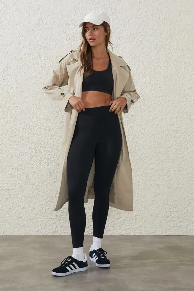 Women Pants Cotton On Active High Waist Core 78 Tight Core Black