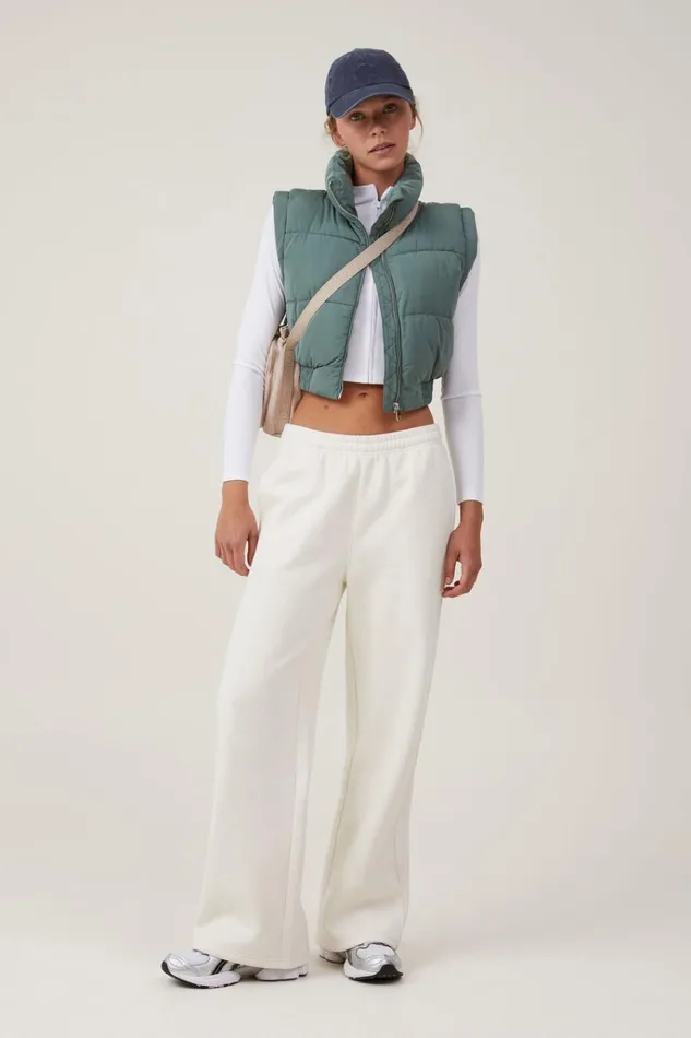 Women Pants Cotton On Plush Essential Straight Leg Sweatpant Coconut Milk