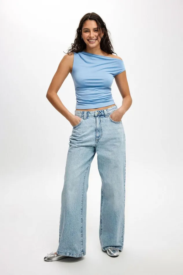 Women Pants Cotton On Super Baggy Jean Palm Blue