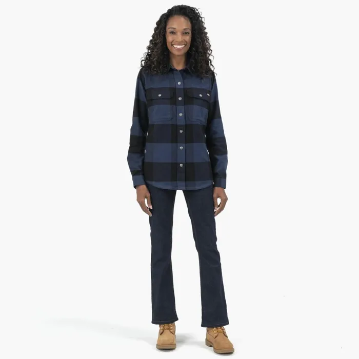 Womens DuraTech Renegade Flannel Shirt Ink Navy Buffalo Plaid Ink Navy Buffalo Plaid a1c Women Dickies Button Up