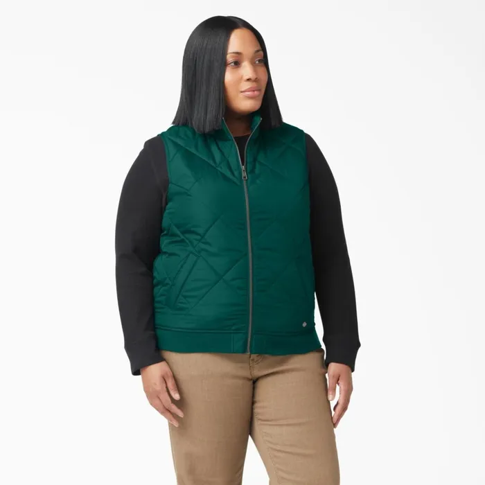 Womens Plus Quilted Vest Forest Green Forest Green ft Women Dickies Vests