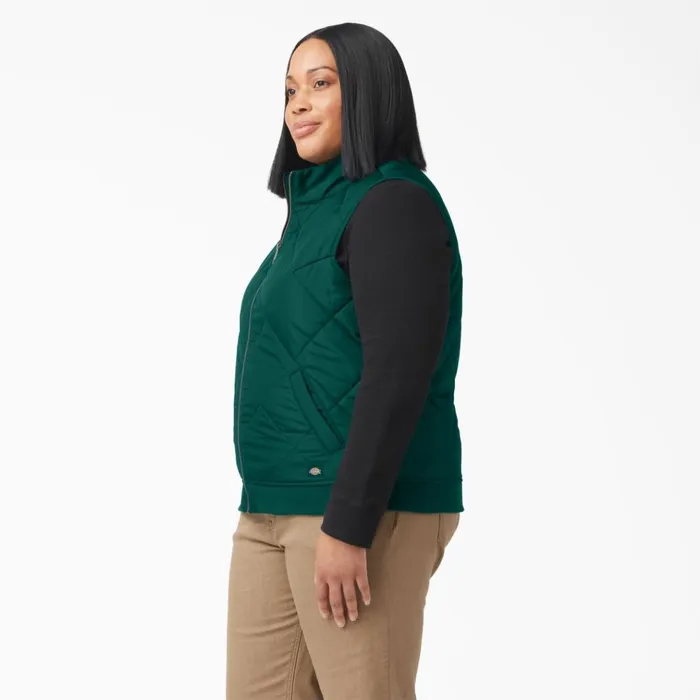 Womens Plus Quilted Vest Forest Green Forest Green ft Women Dickies Vests Womens Plus Quilted Vest Forest Green Forest Green ft Women Dickies Vests