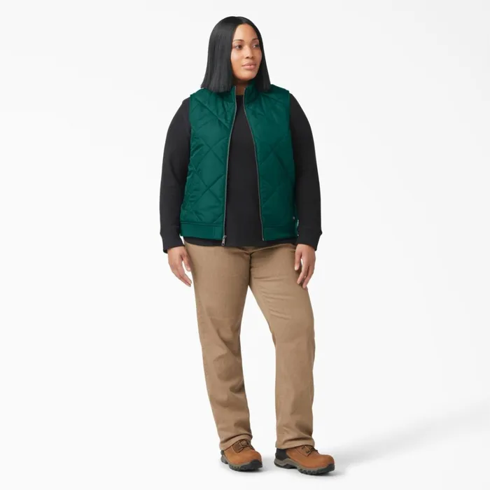 Womens Plus Quilted Vest Forest Green Forest Green ft Women Dickies Vests Womens Plus Quilted Vest Forest Green Forest Green ft Women Dickies Vests