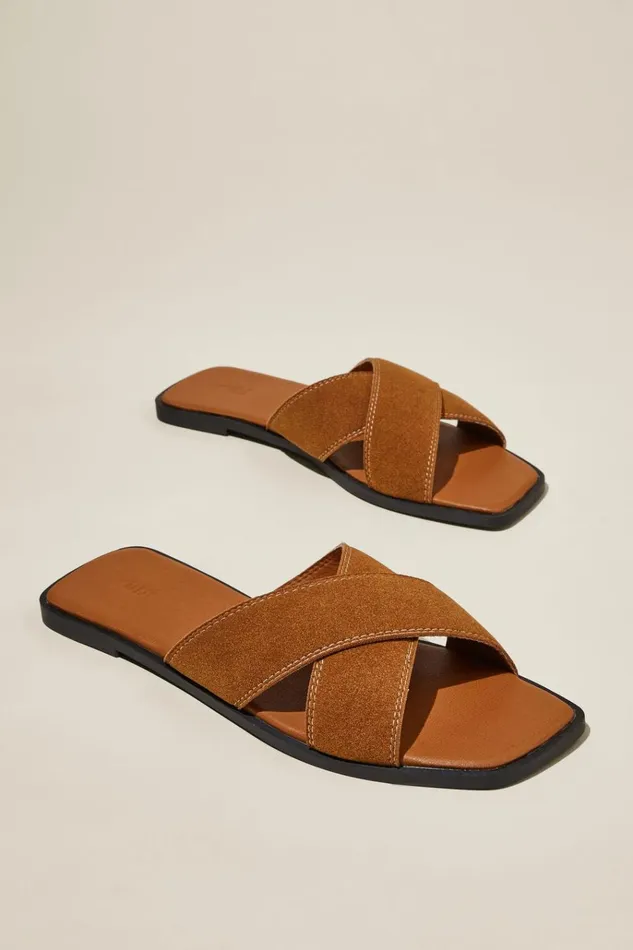 Women Shoes and Slippers Cotton On Cloverly Crossover Slide Sienna Brown Micro Women Shoes and Slippers Cotton On Cloverly Crossover Slide Sienna Brown Micro
