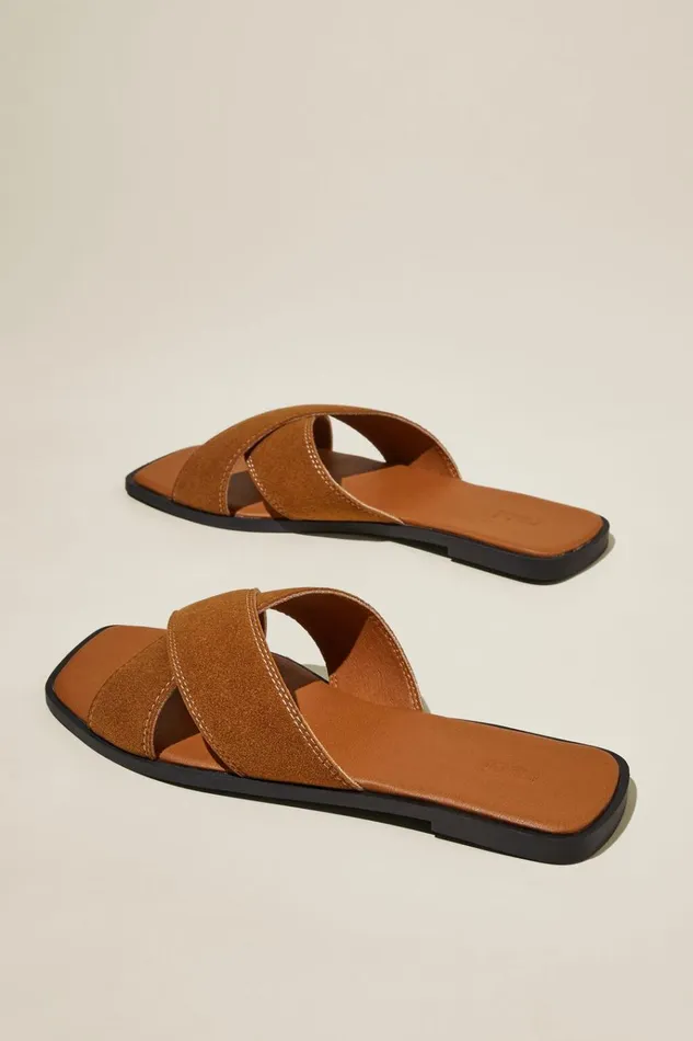 Women Shoes and Slippers Cotton On Cloverly Crossover Slide Sienna Brown Micro Women Shoes and Slippers Cotton On Cloverly Crossover Slide Sienna Brown Micro