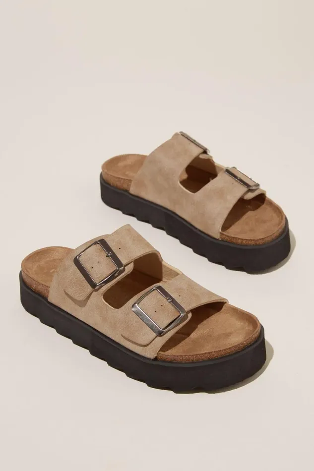 Women Shoes and Slippers Cotton On Rex Flatform Buckle Slide Roebuck Distressed Women Shoes and Slippers Cotton On Rex Flatform Buckle Slide Roebuck Distressed