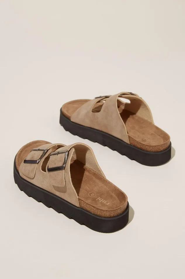 Women Shoes and Slippers Cotton On Rex Flatform Buckle Slide Roebuck Distressed Women Shoes and Slippers Cotton On Rex Flatform Buckle Slide Roebuck Distressed