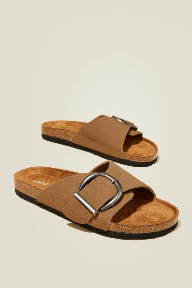 Women Shoes and Slippers Cotton On Rex Single Strap Slide Sienna Brown Micro Women Shoes and Slippers Cotton On Rex Single Strap Slide Sienna Brown Micro