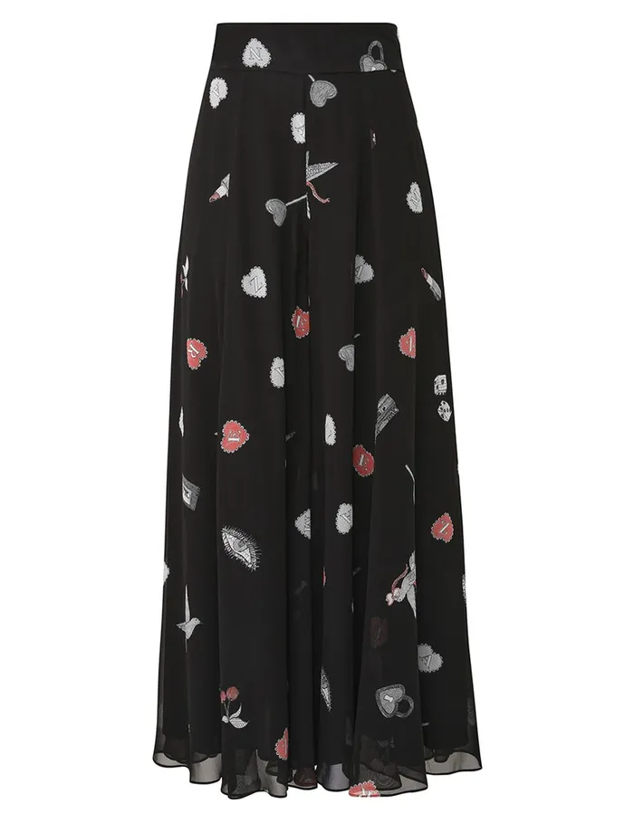 Women Shorts and Pants Zimmermann Crush Flared Culotte Black Love Letters