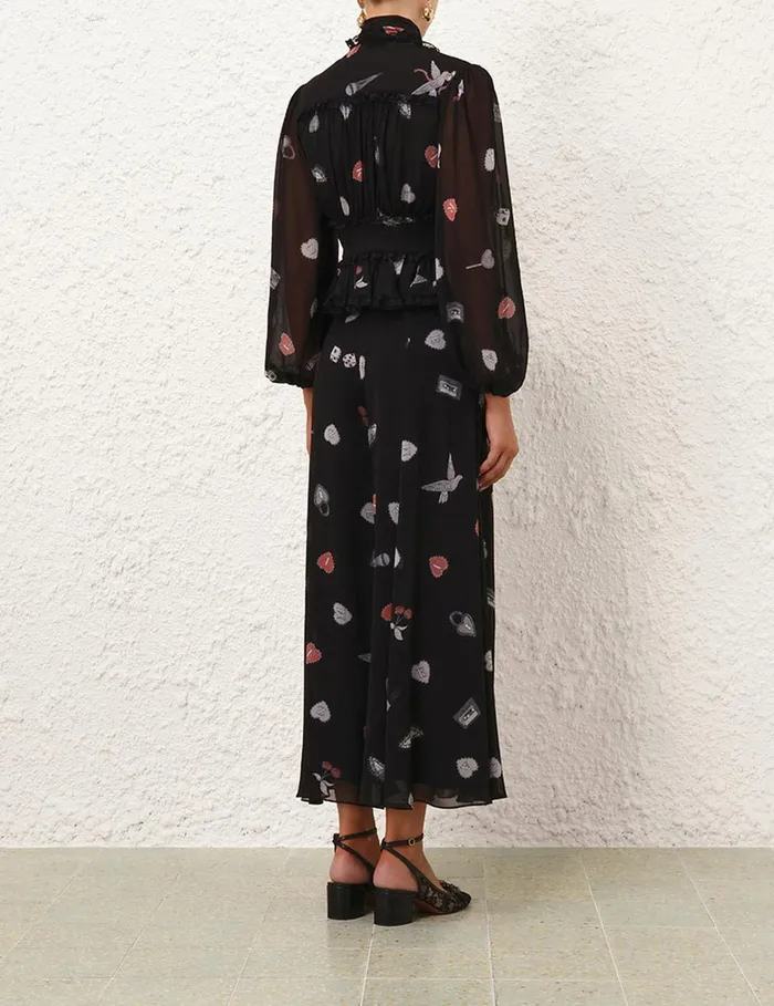 Women Shorts and Pants Zimmermann Crush Flared Culotte Black Love Letters