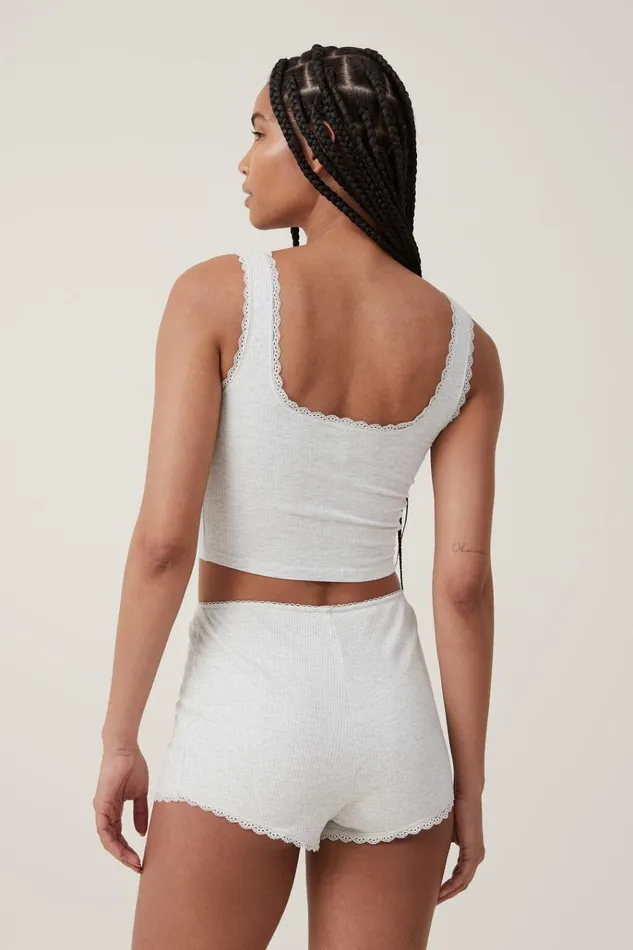 Women Shorts Cotton On Rib Lace Short Light Grey Marle Women Shorts Cotton On Rib Lace Short Light Grey Marle